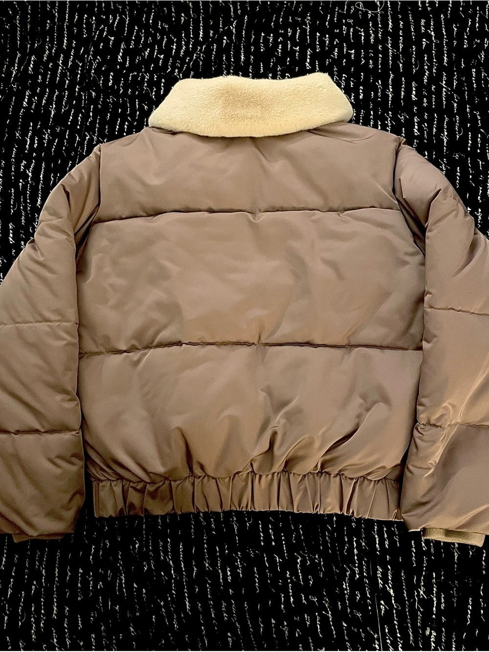 Abercrombie & Fitch Taupe Puffer Jacket with Cream Faux-Shearling Collar - Picture 5 of 5